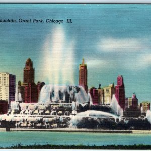 c1940s Chicago, IL Buckingham Fountain Grant Park Linen PC Water Sculpture A292