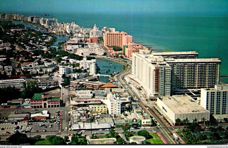 Florida Miami Beach Aerial View Looking North Along Collins Avenue