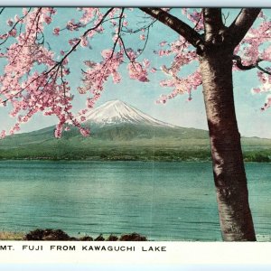 c1950s Japan Mt Fuji from Kawaguchi Lake Litho Photo Postcard Vtg A31