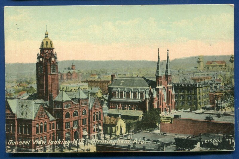 General View of Birmingham Alabama al old postcard