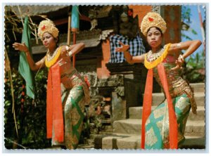 c1960's The Legong Dancers of Bali Indonesia Vintage Posted Postcard