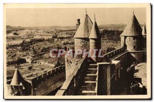 Old Postcard La Cite in Carcassonne The Tower Mill overlooking the Theater