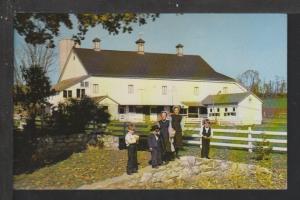 Amish Children & Hex Sign Barn Postcard 