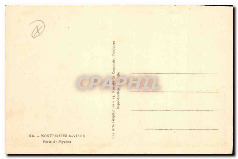 Old Postcard Montpellier Old Gate Mycene