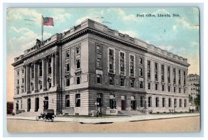 c1910's Post Office Building Car Lincoln Nebraska NE Posted Antique Postcard 