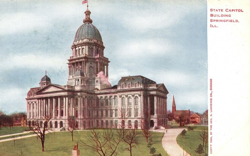 Vintage Postcard 1910's View of State Capitol Building Springfield Illinois ILL