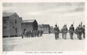 Infantry Drill, Camp Kilmer, New Jersey, U.S. Army, World War II Era Postcard