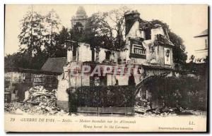 Postcard From Old Senlis War burned house bar Germans House burnt bv the Germ...