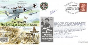 Captain B Praet Battle Of Bazentin Ridge WW1 Hand Signed Military FDC