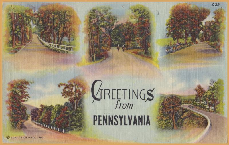 Greetings from Pennsylvania - Multi Scenes, Curt Teich -