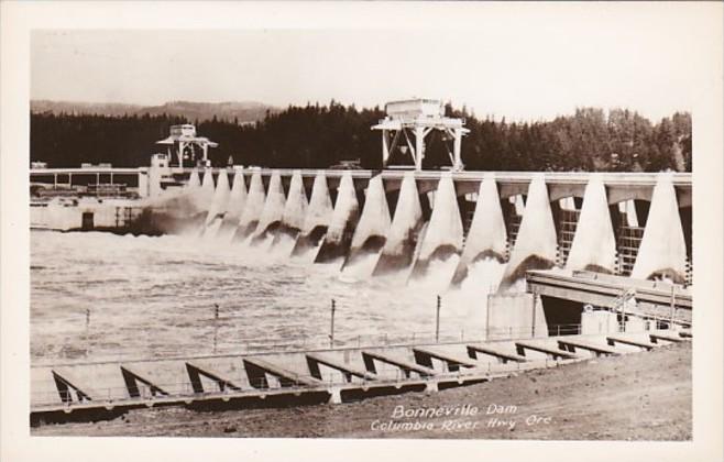 Oregon View Of Bonneville Dam  Columbia River Highway Real Photo