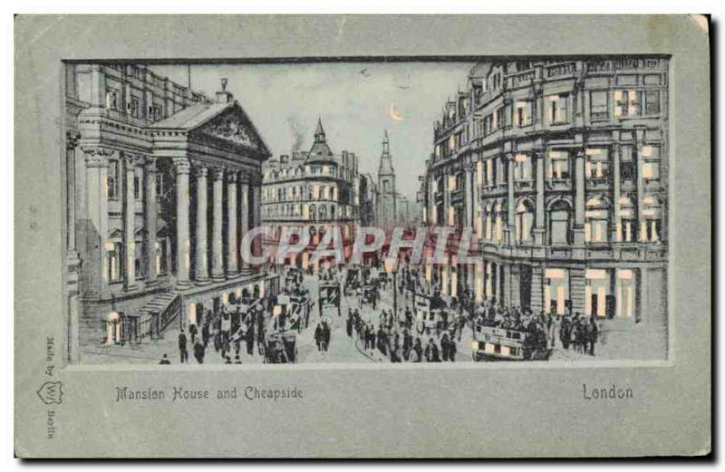Old Postcard transparent Card London London Mansin House and Cheapside