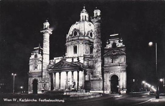 Austria Vienna Karlskirche Festbeleuchtung Real Photo