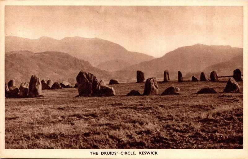 Druids Circle Keswick Great Britain Historic Landmark Sepia BW Postcard 