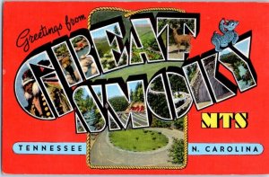 1940s Large Letter Greetings from Great Smoky Mountains Tennessee Postcard