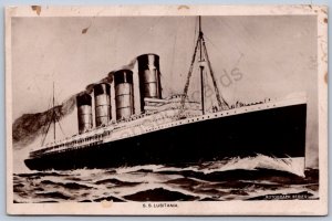 K44/ Interesting RPPC Postcard c1910 S.S. Lusitania Ship Ocean Liner Sunk 385
