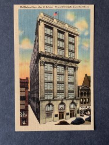 Old National Bank Evansville IN Linen Postcard H2078081113