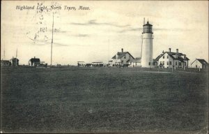 NORTH TRURO MA Highland Light LIGHTHOUSE CAPE COD c1910 Postcard