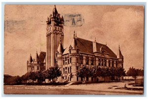 1911 Court House Exterior Building Spokane Washington Vintage Antique Postcard 