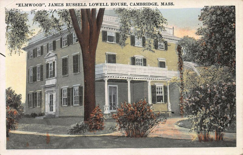 Elmwood, James Russell Lowell House, Cambridge, MA, Early Postcard, Unused