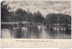 Sunset Lake, showing Island, ASBURY PARK, New Jersey, PU-1907