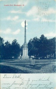 Blue Tint Bloomington Illinois Franklin Park 1908 Postcard Tom Jones 20-3151