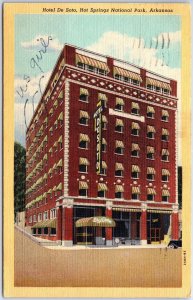 VINTAGE POSTCARD HOTEL DE SOTO AT HOT SPRINGS NATIONAL PARK ARKANSAS POSTED 1946