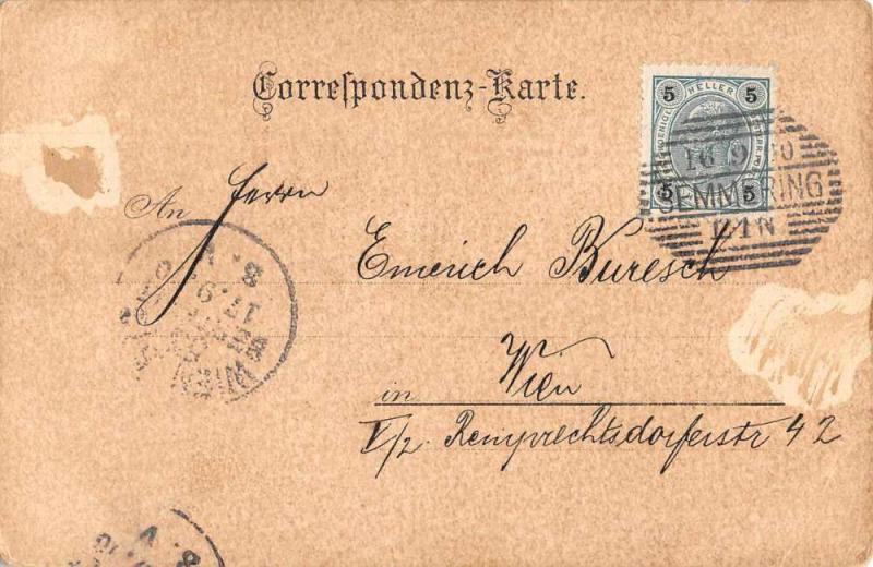 Semmering Austria Gruss vom Kalte Rinne Antique Postcard J76271