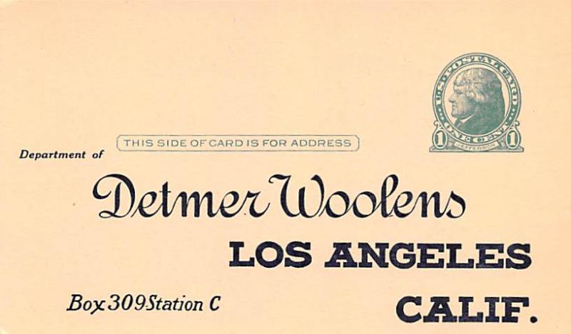 Detmer Woolens Advertising Unused 