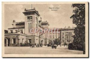 Old Postcard Bahnhof Saarbrucken