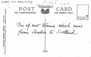 UK Railroad Train 1950s British Valentine & Sons Postcard 21-5654