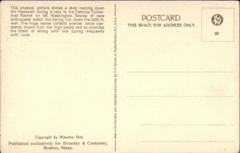 Skiing NH Old Postcard - Race Spectators Headwall Mt. Washington