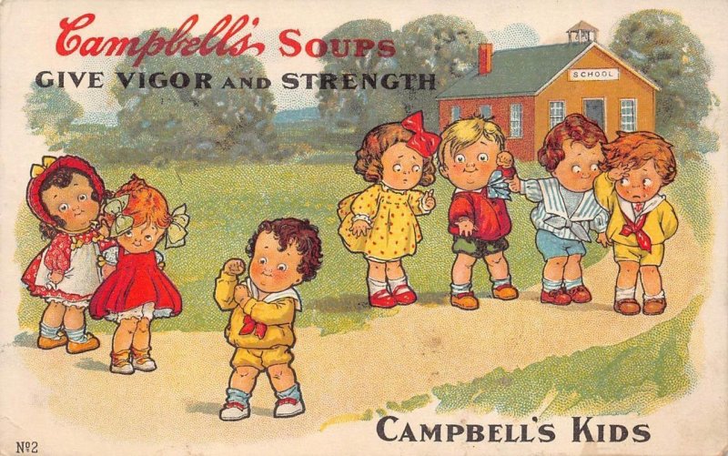 CAMBELL'S SOUP KIDS VIGOR & STRENGTH ADVERTISING POSTCARD (c. 1910)