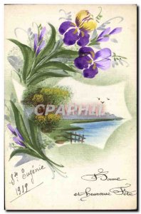 Old Postcard Bonne Annee Fancy (drawing hand)