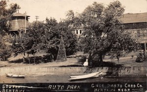 J31/ Beatrice Nebraska RPPC Postcard c1910 Auto Park Boats  293