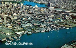 California Oakland Aerial View Of Downtown Lake Merritt & Sailboats On The Es...