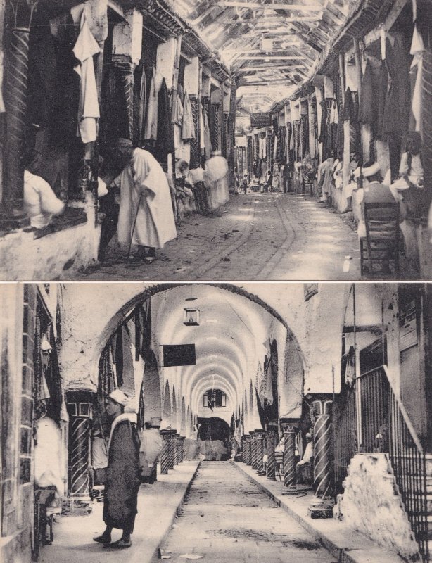 Tunis Tunesien Souk des Tailleurs Tailors Etoffes 2x African Market Postcard s