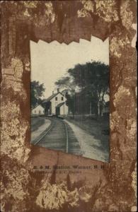 Warner NH B&M RR Train Station Depot c1910 Postcard