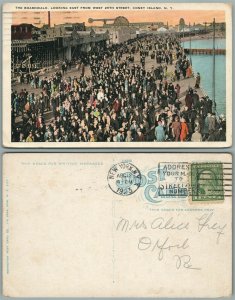 BROOKLYN CONEY ISLAND N.Y. BOARDWALK FROM WEST 25th STREET ANTIQUE 1923 POSTCARD