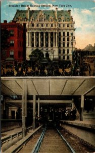 Vtg 1910s Brooklyn Bridge Subway Station New York NY Postcard