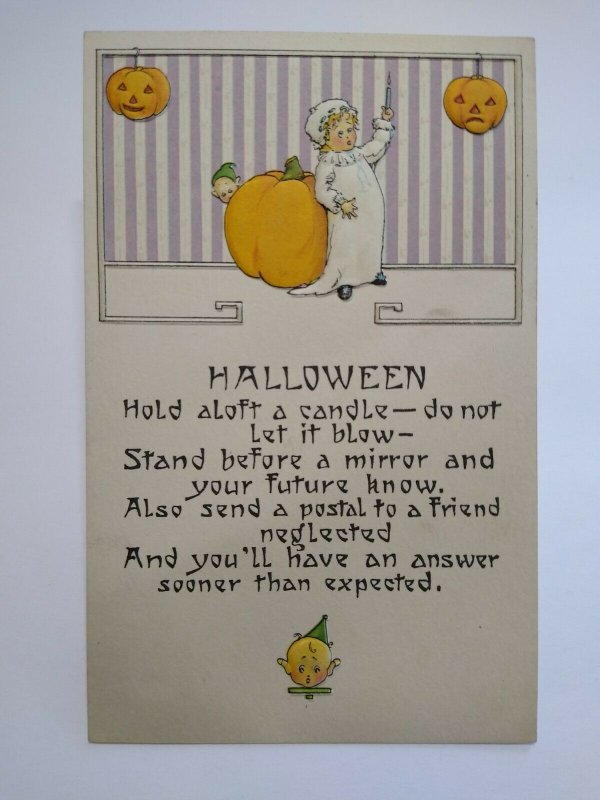 Vintage Halloween Postcard Nash Elf And Child Embossed Unused Series 30 Original