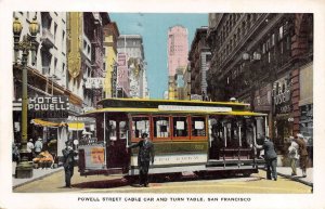 Powell Street Cable Car & Turntable, San Francisco, CA c1940s Vintage Postcard