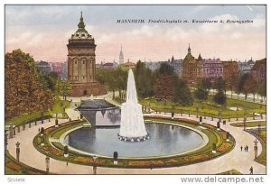 Friedrichsplatz m. Wasserturm u. Rosengarten, Mannheim (Baden-Württemberg), ...