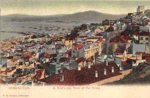 GIBRALTAR A BIRD'S EYE VIEW OF THE TOWN POSTCARD