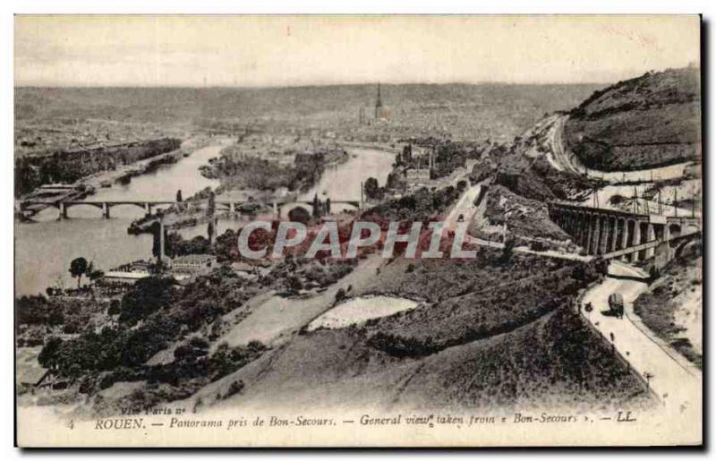 Old Postcard Rouen Panorama taken from Bon Decours