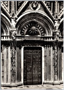 Siena Duomo Porta Centrale Italy Real Photo RPPC Portal Sculpture Postcard