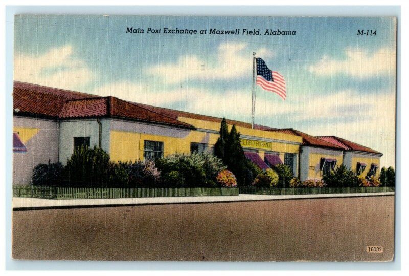 1944 Main Post Exchange At Maxwell Field Alabama AL, WW2 Soldier Mail Postcard 