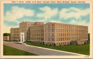 Postcard NE Omaha Sister of Mercy College of St. Mary Principal Center 1940s H6