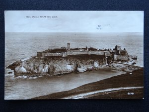 Isle of Man PEEL CASTLE FROM BAY c1920s RP Postcard by Valentine