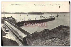 Old Postcard Saint Malo Les Remparts The Mole